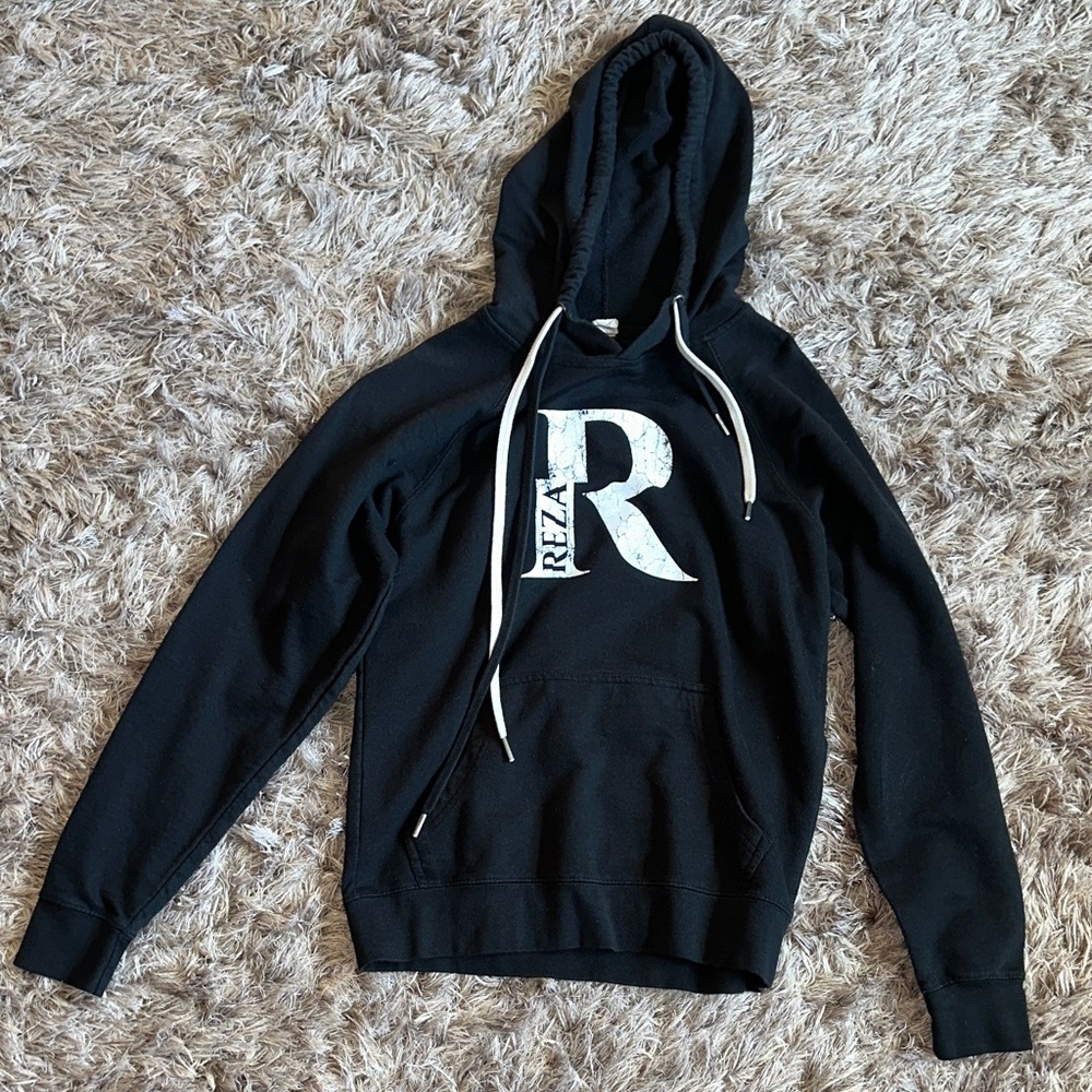 Women’s XS Reza Black Hoodie With White And Black Hoodie Strings
